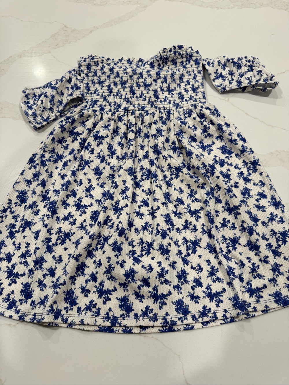 Forever 21 White Dress with Blue Floral Print